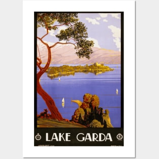 Lake Garda, Italy Vintage Travel Poster Design Posters and Art